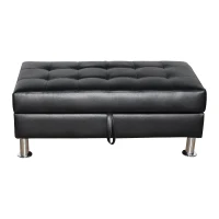 HomCom Faux Leather Convertible Sofa Sleeper Bed with Storage Ottoman - Black(m-7)