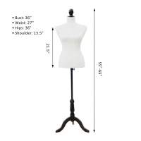 HomCom 36" 27" 36" Fashion Mannequin Female Dress Form w/ Base - White Form(m-3)