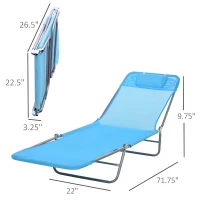 Outsunny Lightweight Outdoor Patio Folding Chaise Lounge Chair - Blue(m-3)