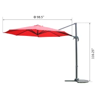 Outsunny 9.7ft Offset Umbrella Cantilever Hanging Umbrella 360 Degree Rotation with Cross Base(m-7)