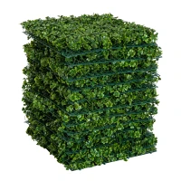 Outsunny 20"x 20" 12 Piece Artificial Boxwood Hedge Mat Panels Outdoor Patio - Clover(m-1)