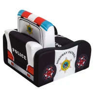 Qaba 17" Multi Spandex Storage Sofa Chair for Kids - Police Car(m-8)
