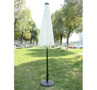Outsunny 9' Outdoor Patio Umbrella w/ Tilt & Solar Powered LED Lights - Cream White(m-8)