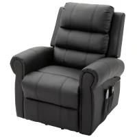 HOMCOM Power Lift Chair Heated Vibrating Massage Recliner Sofa with Remote PU Black(m-13)