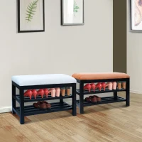 HomCom 31" Compact Wooden Entryway Shoe Organizer Storage Bench - Cream White(m-2)