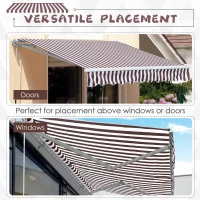 Outsunny 10' x 8' Retractable Sun Shade Patio/Window Awning that Opens Smooth & Quietly Reducing Heat in Your Home - White/Coffee(m-7)