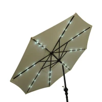 Outsunny 9' Outdoor Patio Umbrella w/ Tilt & Solar Powered LED Lights - Cream White(m-9)