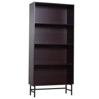 HomCom 71" 4-Shelf Modern Open Wood Grain Bookcase with Metal Feet - Dark Coffee(m-1)
