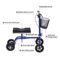 HomCom Steerable Knee Walker Scooter with Basket - Blue(m-5)