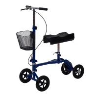 HomCom Steerable Knee Walker Scooter with Basket - Blue(m-1)