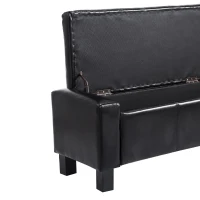 HomCom 42" Large Rectangular Faux Leather Ottoman Storage Bench with Hinged Top - Glossy Black(m-8)