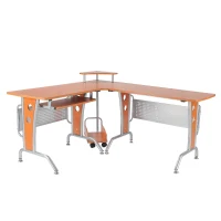 HOMCOM L-Shaped Corner Desk, Computer Workstation with Keyboard Tray, Space-Saving Office Desk, Black(m-1)