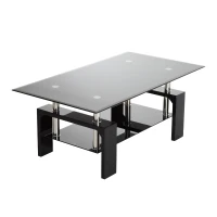 HomCom 44" Urban Contemporary Black Frosted Glass Wood and Chrome Coffee Table(m-4)