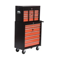HomCom Rolling Garage Tool Chest Cabinet with 16 Drawers - Black and Orange(m-1)