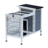 PawHut 36" Raised Outdoor Weatherproof Metal Wire and Wooden Rabbit Hutch Bunny Guinea Pig Cage with Enclosed Run(m-5)