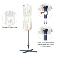 Outsunny 15' Double-Sided Outdoor Patio Market Umbrella with Air Vents - Cream White(m-6)