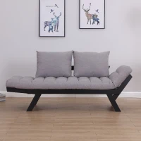 HomCom Single Person Convertible Bed Chaise Lounge Couch Adjustable Padded Lightweight - Silver(m-3)