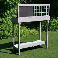 Outsunny Outdoor Rustic Wooden Potting Bench Garden Planting Table with Storage(m-7)