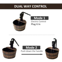 Outsunny 18" Old Fashion Wooden Water Barrel Fountain Outdoor Patio w/ Pump(m-4)
