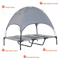 PawHut Elevated Dog Bed with Foldable Canopy, Portable Pet Cot Tent Shelter for Outdoor Use(m-3)