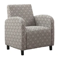 Monarch Upholstered Square Cushion High Seat Back Cotton Fabric Accent Arm Chair - Earth Tone Hexagon Pattern(m-1)