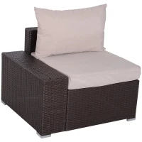 Outsunny 6 Piece Wicker Rattan Outdoor Patio Fan Shape Glass Coffee Table Furniture Set(m-7)