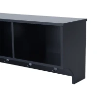 HomCom 48” Modern Floating Combination Storage Shelf Cubby Coat Rack - Matte Black(m-6)