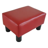 Homcom 15" Rectangular Faux Leather Padded Ottoman Footrest Bedroom Entry Hall Stool Chair Seating - Red(m-1)