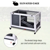 PawHut Rabbit Hutch - Indoor Small Animal House with Pull Out Tray, Casters, Ramp for Easy Mobility(m-4)