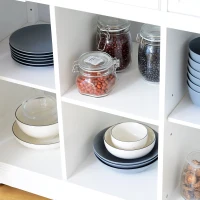 HomCom 51" x 18" x 36" Pine Wood Stainless Steel Portable Multi-Storage Kitchen Rolling Island Cart with Wheels - White(m-12)