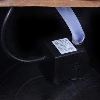 Outsunny Barrel Water Fountain Wood Garden Decor Metal Rustic Outdoor Pump with Flower Planter(m-8)