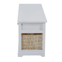 HomCom 40" Rustic Wooden 3 Drawers and Baskets Storage Bench - Antique White(m-5)