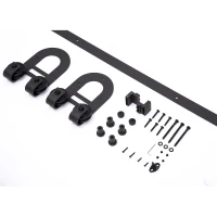 HomCom Rustic 6' Interior Sliding Barn Door Kit Hardware Set - Black Craftsman Horseshoe(m-6)
