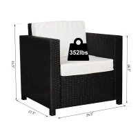 Outsunny Rattan Wicker Sofa Patio Chair w/ Weather-Resistance & Washable Cushion Cover - Pool/Patio/Spa(m-3)