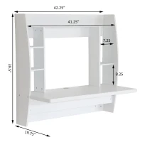 HomCom Floating Wall Mount Office Computer Desk with Storage - White(m-3)