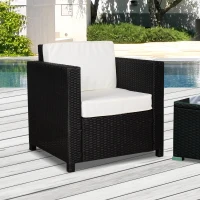 Outsunny Rattan Wicker Sofa Patio Chair w/ Weather-Resistance & Washable Cushion Cover - Pool/Patio/Spa(m-2)