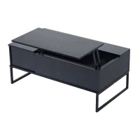 HomCom 43" Modern Storage Coffee Table with Lift-Top - Black Woodgrain(m-6)