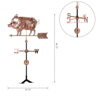Outsunny Accent Pig Weather Vane - Pure Copper w/ Roof Mount Décor(m-3)