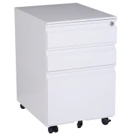 HomCom 24" Steel 3 Drawer Locking File Cabinet on Wheels - White(m-1)