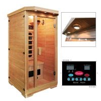 Soozier Wooden Indoor 2 Person Square Heat Room Infrared Sauna w/ Ceramic Heater(m-10)