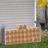 Outsunny 83" Steel Sturdy Firewood Covered Shed Storage Rack - Gray(m-7)