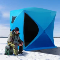 Outsunny 4 Person Waterproof Insulated Portable Pop-Up Ice Fishing Shelter with 2 Doors(m-1)