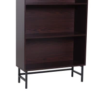 HomCom 71" 4-Shelf Modern Open Wood Grain Bookcase with Metal Feet - Dark Coffee(m-6)