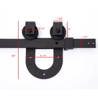 HomCom Rustic 6' Interior Sliding Barn Door Kit Hardware Set - Black Craftsman Horseshoe(m-3)