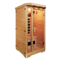 Soozier Wooden Indoor 2 Person Square Heat Room Infrared Sauna w/ Ceramic Heater(m-2)