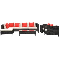 Outsunny 9 Piece Rattan Sectional Wicker Patio Sofa Set Outdoor Seating Furniture(m-4)