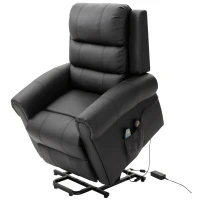 HOMCOM Power Lift Chair Heated Vibrating Massage Recliner Sofa with Remote PU Black(m-1)