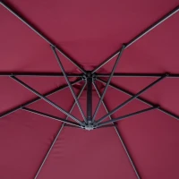 10' Cantilever Hanging Tilt Offset Patio Umbrella with UV & Water Safe Material & Cross Base (Weight Not Included), Red(m-8)