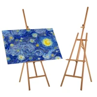 HomCom Beech Wood Folding Art Easel Stand Adjustable - Natural Wood(m-6)