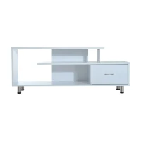 HomCom 60” Media Center Flat Screen TV Stand With Single Drawer Storage - Matte White(m-4)